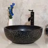 Taillierte schwarze handpaint kunst keramikgefäß badezimmer waschbecken set schwarz plattierte teekanne ausgut badezimmer faucet design beazer mixer tap