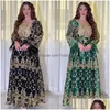 Abbigliamento etnico Arabian Dubai Women Ox Gold Rightoid Gorgeous Jalabiya Abaya Abaya Muslim Abito da sera elegante Dhque