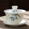 Fleurs peintes à la main Porcelaine Gaiwan maison tasse tasse de voyage Bol de thé chinois Céramics de thé.