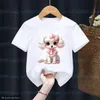 T-shirts nya flickor t-shirt söt hund maltesiska djurtryck barn tshirt mode kawaii flickor kläder sommar baby tshirt topp 1-14 år gammal 240410