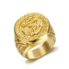 New Stainless Steel Casting Ring 18k Real Gold Plated Men Finger Rings Jewelry