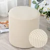 X7AB Round Ottomaanse slipcover wafel Jacquard Velvet FootsHool Cover Elastic Protector