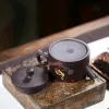 Yixing fioletowy garnek z glinianą herbatą ręcznie wykonany kopalnia czarna złota piasek Zestaw herbaty ręcznie malowany czajnik 160 ml