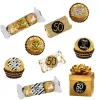 216st Happy 30th 40th Years Birthday Paper Stickers Black Gold Birthday Party Decorations Adult Anniversary Party Supplies