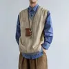 Vêtes pour hommes vêtements Brown Trinted Pullers for Men Plaid Spliced Giff Waistcoat Sans maneth