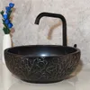 Toalett Black HandPaint Art Ceramic Fartel Badrumsvask Set Black Plated Teapot Spout Badrumskran Design Basin Mixer Tap