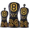 Black PU Leather Mamba Texture Number 8 / 24 Golf Club Headcover Driver Wood Hybrid Covers