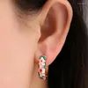 Hoop oorbellen Huggie For Women Girls Multicolored Flower Earring Goudkleur