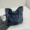 Shoulder Bags Trendy Grid Denim Large Women Tote Handbags And Purses Jeans Hobos Ladies Shopping Bag High Quality