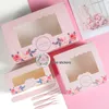 10 pezzi Trotela scatole con adesivi per finestre regalo per la festa di nozze rosa rosa torta alimentare imballaggi caramelle biscotti di cartone per cupcake