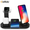 Chargers Qi Wireless Charger 4 in 1 Watch Charger Dock Fit For iphone Charging Station USB Stand Fast Charging Fit For iphone 11 12 Pro