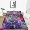 Dream Catcher Duvet Cover Set Kids Bohémien Mandala Boho Chic Feather Bianchestro set Full Size Tye Purple Poluple Puncile Cover