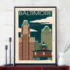 Oriole e corvo di Baltimora Maryland Stampe d'arte Urban Tourism Landscape Wall Art Buildings e Skyline Poster Print Decor