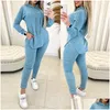 Damen zweiteilige Hosen Y2K INS Kleidung Langschläfe Kapuze -Sweatshirt Top Bodycon Set Herbst Frauen Tracksuit Sport Fitness Outfits Drop dhinv