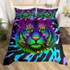 Tiger Duvet Cover Set Red Rose Flower Africa Big Cat Counterner Cover Set Animal Thème 2 / 3PCS SIGNE SIGNIQUE QUE LIEN SILLE POUR LES GOISS