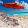 Chair Covers Beach Cover Striped With Side Storage Pockets Pool Lounge Chaise Towel Sun Lounger Tool