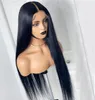 180densität Glueless schwarz farbig Remy gerade Spitzen -Vorderperücke für Frauen Bündel mit Baby Haar vorgepresst hitzebeständiger Faser SO9824371