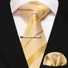Neck Dies Jemygins Новый классический шелковый мужской галстук 8 см. Чистое золото сплошная полоса Paisley Business Tie Set Set Wedding Party Accessoriesc240410
