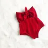 Emmababy Baby Baby Girl Vêtements de l'épaule Ruffles Bodys solides Bodys Bowknot Tenues de Sunsid