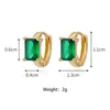 Hoop Earrings Red Zircon Square For Women Stainless Steel Gold Plated 2024 Trendy Luxury Ear Buckle Earring Jewelry Gifts