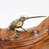 Solid Copper Long Mouth Bird Statue Ornaments Classic Brass Animal Woodpecker Figurines Home Desk Decorations Pu 'er Tea Needle