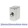 2/5/10/20/50pcs 20x10x4-4 mm Quadrato con contrastazione del magnete neodimio foro