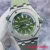 AP Moissanite Wrist Watch Royal Oak Offshore Series 15710st Avocado Green Dial Automatic Mechanical Watch Mens 42mm Full Set