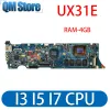Carte mère UX31E Boîte principale pour Asus ZenBook Motherboard CPU I32367M I52557M I72677M 4 Go Memory 100% Test s'exécute bien