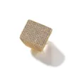 Hip Hop Topling Full Zircon Square Ring 18k Real Gold plaqué de bijoux pour hommes