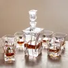 7pcs / set Crystal Glass Wine Red Bottle + tasses Decanteur de vin Whisky Bohemia Liqour verser Home Bar Vodka Beton Bottle Jar Jar Jr