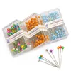 100pcs/Box 38 cm farbenfrohe runde Perlenkopfnadeln Gerade Push -Nähstifte für DIY -Nähwerkzeuge der Schneiderei