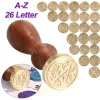 Vintage Wax Seal Stamp Sealing Wax A-Z 26 Letter Stamp Alphabet Retro Wood Stamp Wooden Handle Classic DIY Crafts