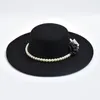 Chapéu de Fedora de estilo francês para mulheres de 10 cm de largura de largura Fellow Winter Derby Derby Wedding Jazz Hats 240410