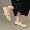 Chaussures décontractées 2024 Printemps Round Toe Fashion Boucle superficielle Solide Sole Flat Dames Outdoor Mary Jane Shoe Womens Femmes