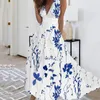 Vestido de verano Kleider Plus Sall Salled Womens Diseñador V Cuello Una línea MAXI Vestidos Maxi Floral Floral S 5XL Vestidos Vestidos para mujer Diseñador Vestido Vestido