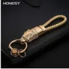 HONEST Dragon Keychains Men Key Chain Car Key Holder Ring Jewelry Bag Pendant Genuine Leather Rope Gift High End Keychain267j