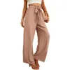 Women's Pants Belted Wide-leg Stylish High Waist Wide Leg With Pockets Casual Streetwear Trousers For Sports Everyday Wear