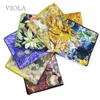 Bow Ties Vintage Garden Oil Painting 23cm Handkerchief Cotton Sunflower Women Men Wedding Party Suit Pocket Square Gift Accessory