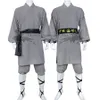 어두운 회색 린넨 Shaolin Monk Robe Kung Fu 유니폼 타이치 슈트 무술 의류 커스텀 테일러 측정이 필요합니다.