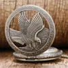 Pocket Watches Bronze hollow eagle carved quartz pocket pendant necklace Holiday gift for men and women Y240410