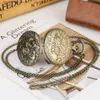 Pocket Watches Vintage Bronze Christmas quartz pocket Men Women Necklace Wall Clock Arabic digital dial Exquisite clock childrens gift Y240410