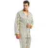 Pijama de cetim de seda mensal Conjunto de pijamas PJS Sleepwear Loungewear S - 4xl listrado 210918261h