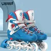 Inline Unisex Roller Skates Adjustable Pu Double-row Roller Skates 4 Wheel Flash Sneakers For Indoor Outdoor Skating Training