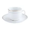 Tasse de café en céramique et ensemble de soucoupe, couleur unie simple, ligne d'or, européen, lait, thé, Américain, cadeau de soucoupe