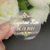 100 Personalized Customized Shiny Gold Foil Transparent Sticker For Hennaday Baptism Wedding Engagement Anniversary Circumcision
