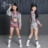 Jazz Dance Costume Pink Sequins Shining Street Dance Jacket Costume's Costume's Children's Day's Stage Performance Costume Girl