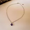 Sier Needle Purple Zircon Zircon Diamond من كوريا الجنوبية الأزياء المصممة للتصميم الإحساس بأقراط جديدة بسيطة وشائعة