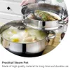 Pot Steamer Stainless Steel Steam Cooking Soup Cookware Steaming Food Stock Vegetable Set Layer Steamers Pots Stockpot Tier Lid 240407