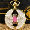 Geilles de poche Mesdames Pink Pinon Collier de poche en quartz Collier pendentif sculpté pour femmes Reloj de Bolsillo Y240410