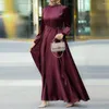 Vêtements ethniques Élégant Dubaï Turquie Islamiques Robes pour femmes Round Cou Longue à manches à manches